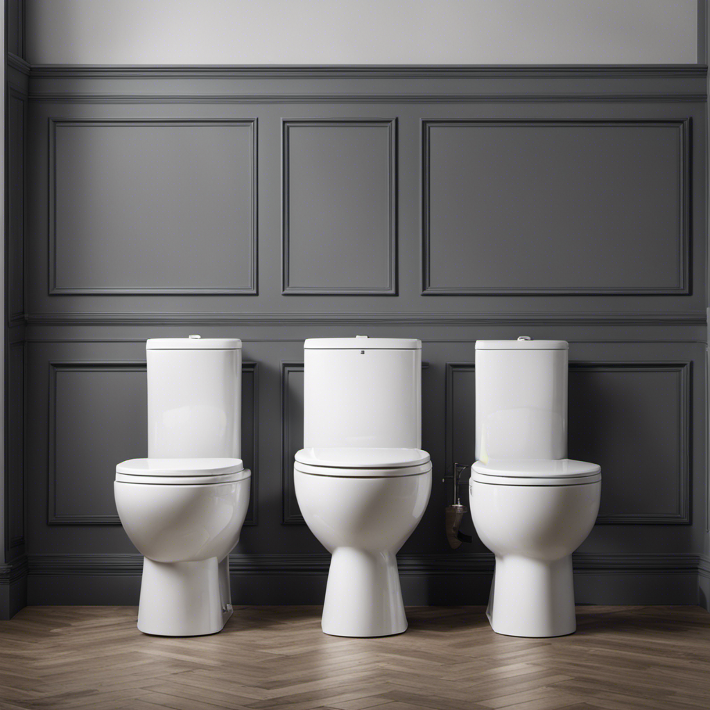 An image showcasing a variety of toilets, each with varying heights, arranged side by side