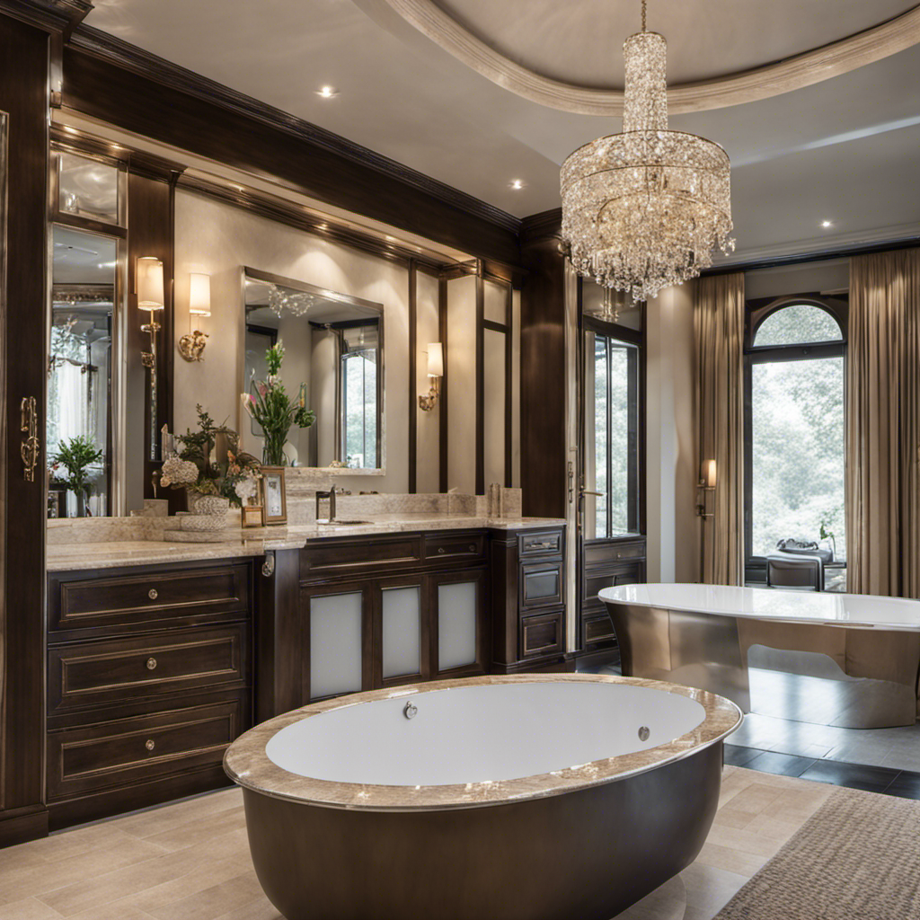 An image showcasing a luxurious bathroom with a spacious bathtub as the focal point
