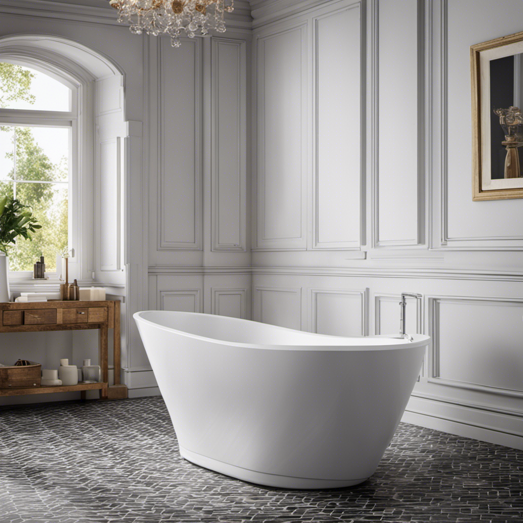 An image showcasing a close-up of a standard bathtub, capturing its width