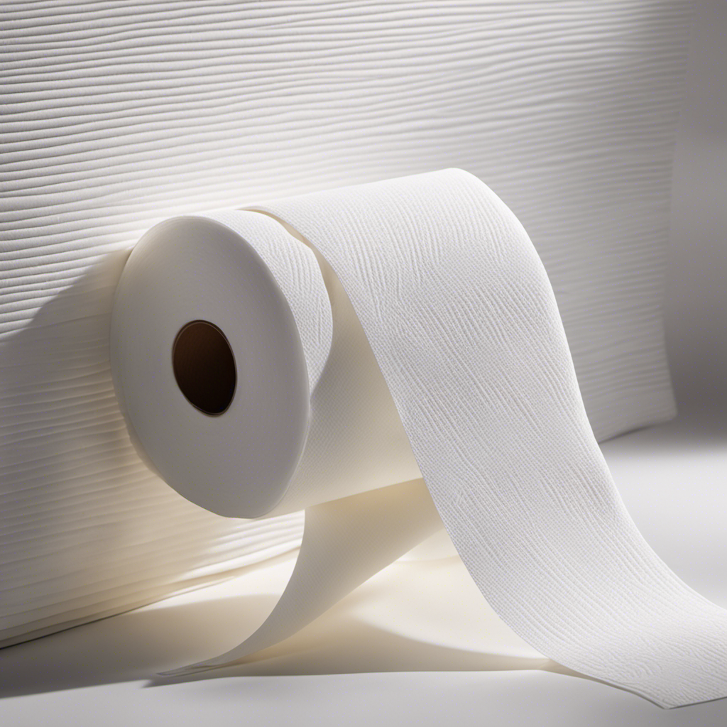 An image capturing the essence of toilet paper: a pristine white roll, neatly perforated, its soft layers gently unfurling