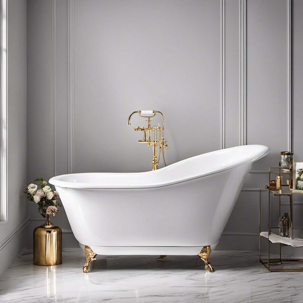 An image showcasing a pristine white bathtub with a glossy finish, transformed by a professional-grade epoxy enamel paint