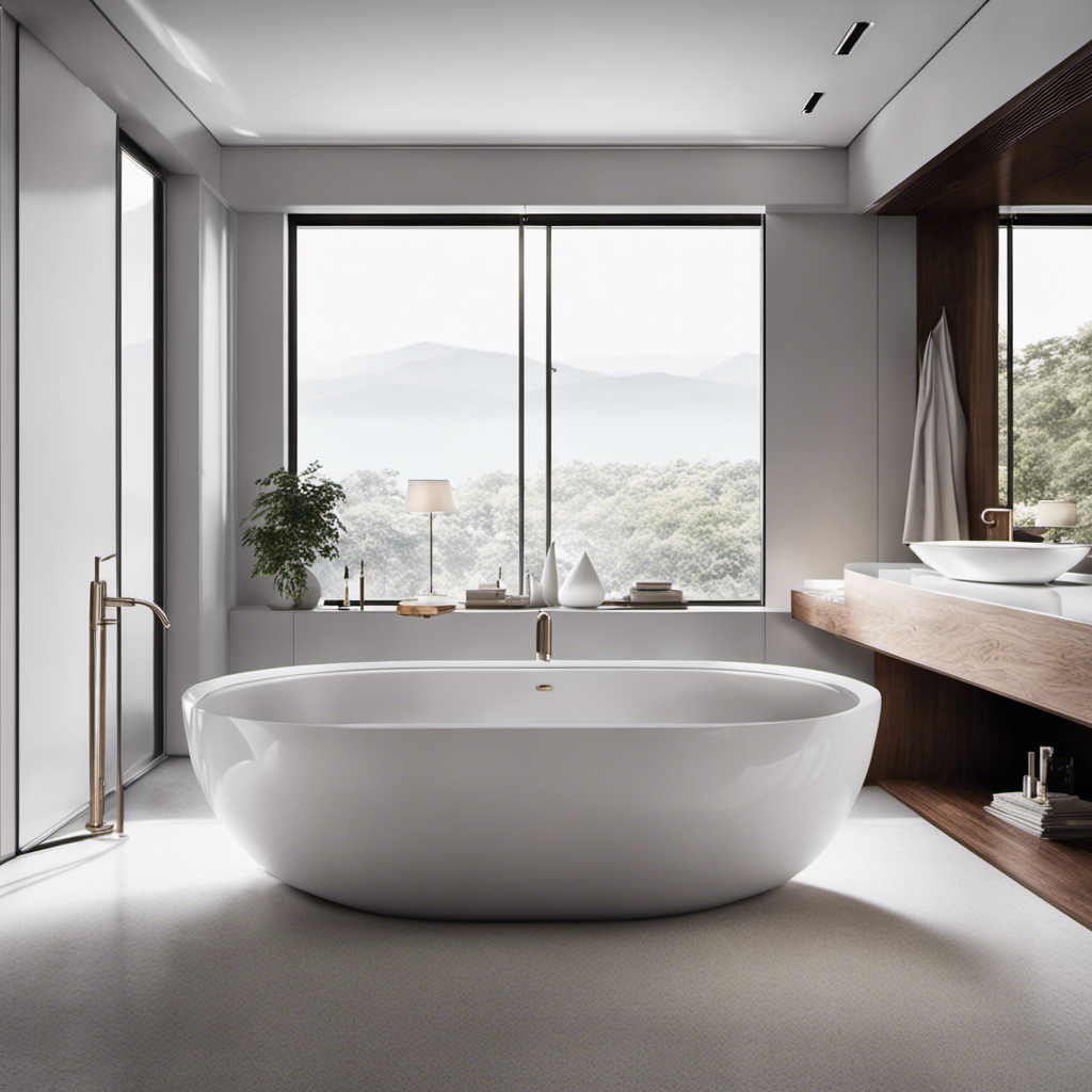 An image showcasing a pristine white bathtub with a sleek, glossy surface