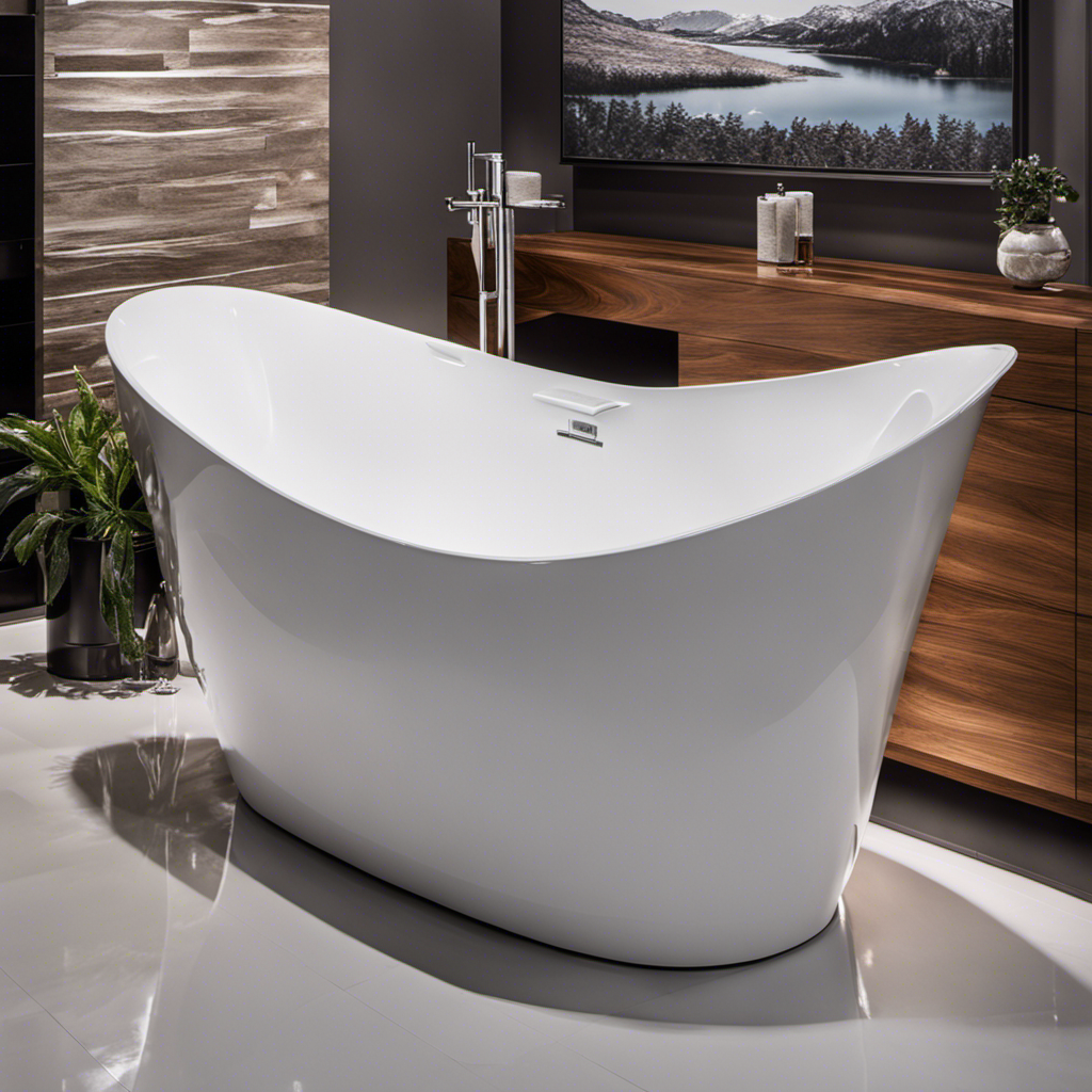 An image showcasing a pristine white bathtub, meticulously painted with a glossy, waterproof epoxy paint