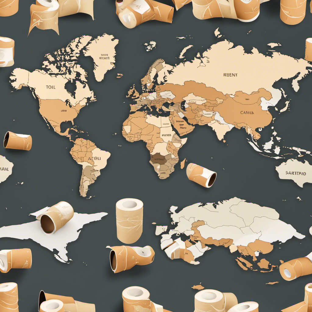 An image depicting a world map divided into regions, highlighting the varying levels of toilet paper adoption