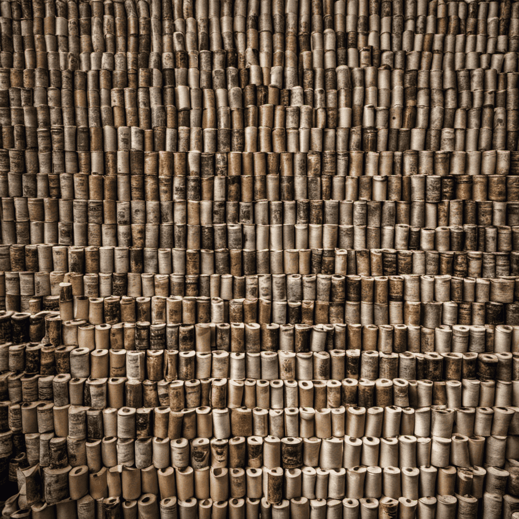An image depicting a diverse group of people, symbolizing the global population, surrounded by towering stacks of toilet paper rolls