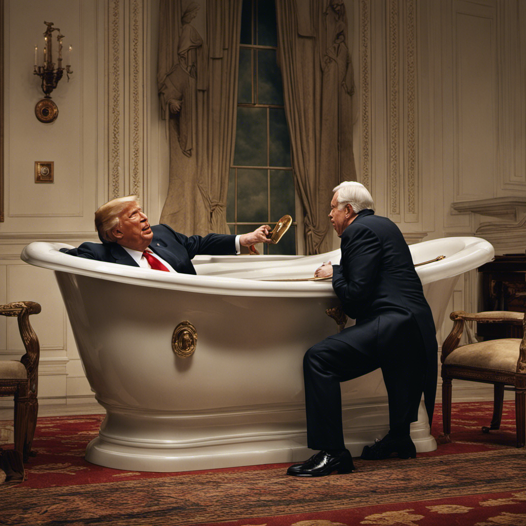 An image capturing the President's Bathtub Dilemma, vividly showcasing a historic moment