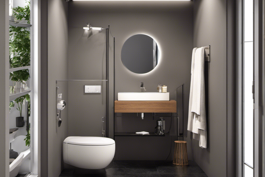 An image depicting a bathroom floor plan with a properly sized ventilation system for a toilet