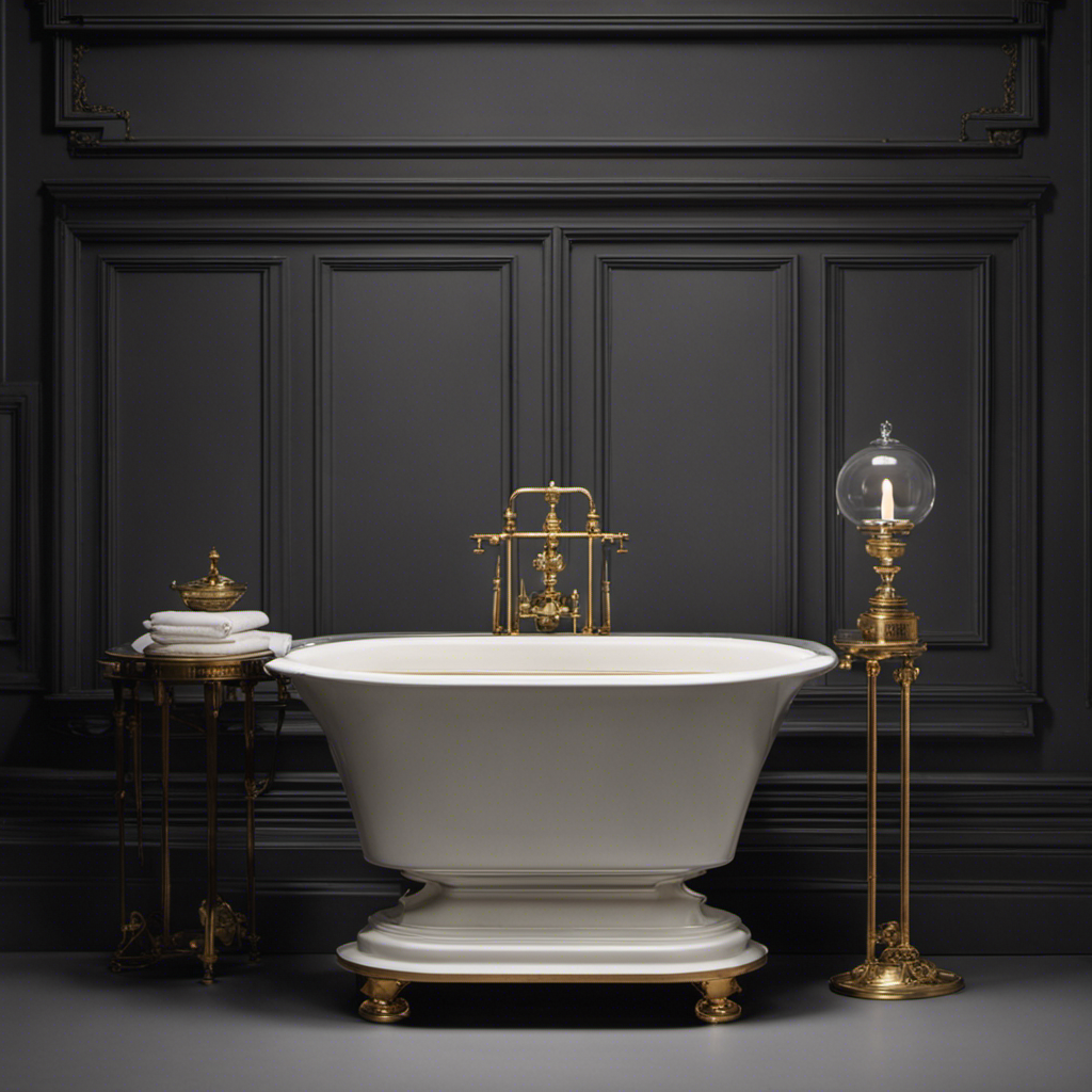 An image capturing the birth of modern sanitation: a dimly lit 19th-century English bathroom adorned with a porcelain contraption, featuring an elevated tank and a sleek bowl, exuding a sense of innovation and revolutionary comfort
