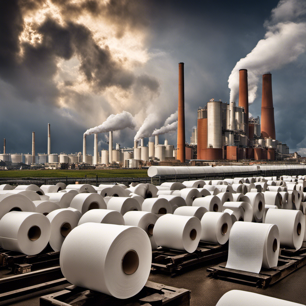 An image showcasing the global supply chain of toilet paper production