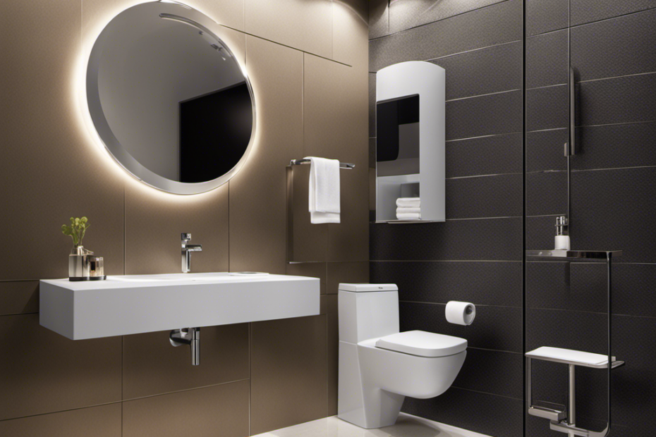 An image showcasing a bathroom wall with a centrally positioned toilet paper holder, mounted at a convenient height and distance from the toilet, demonstrating proper placement and accessibility