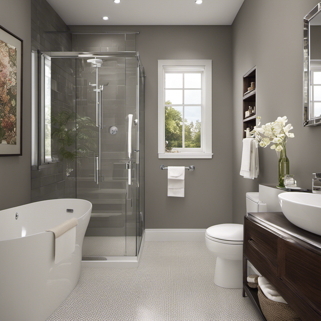 An image showcasing a small bathroom with limited floor space