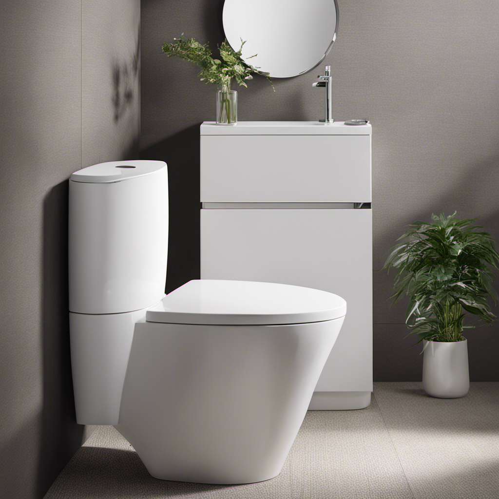 An image capturing a modern bathroom with a sleek, wall-mounted toilet paper holder positioned at the ideal height next to the toilet, emphasizing convenience and functionality