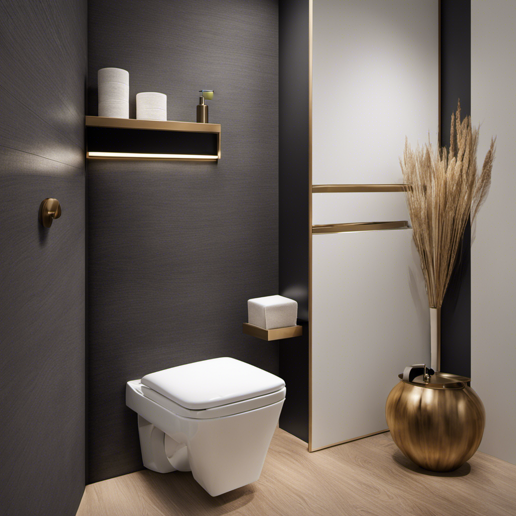 An image showcasing a bathroom wall with various potential placements for a wall-mounted toilet paper holder