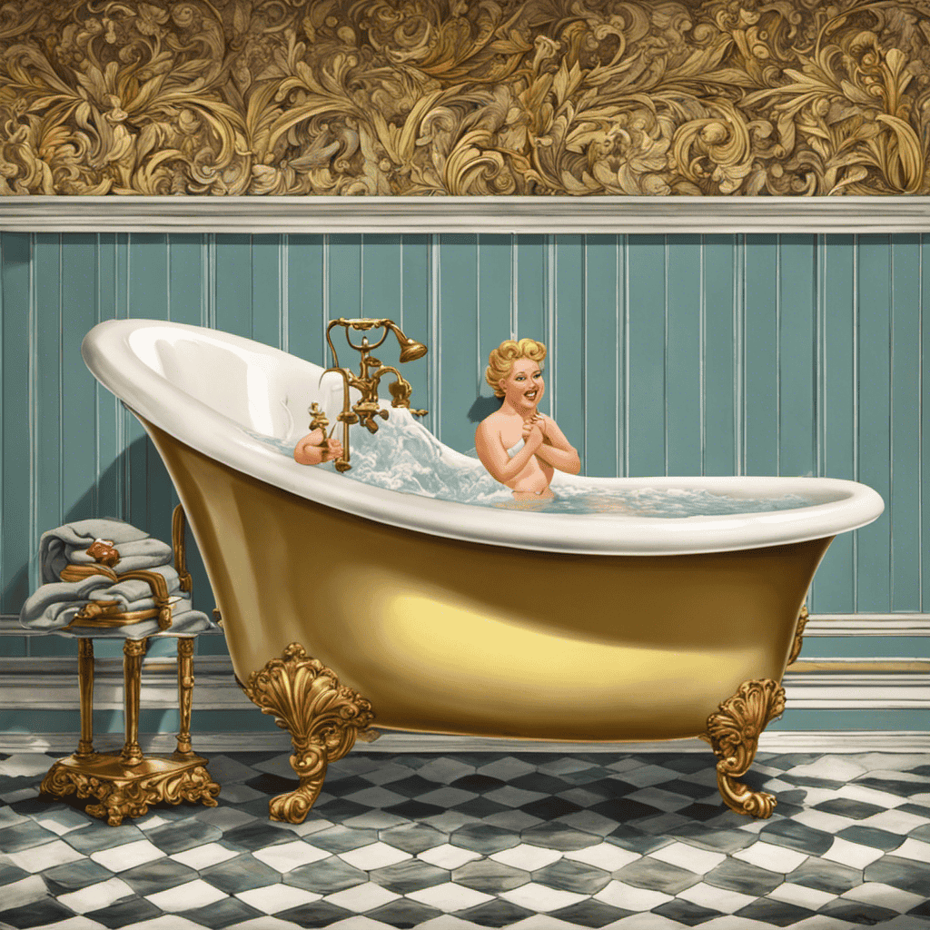 An image showcasing a vintage bathroom scene: a porcelain bathtub with ornate claw feet, partially filled with water