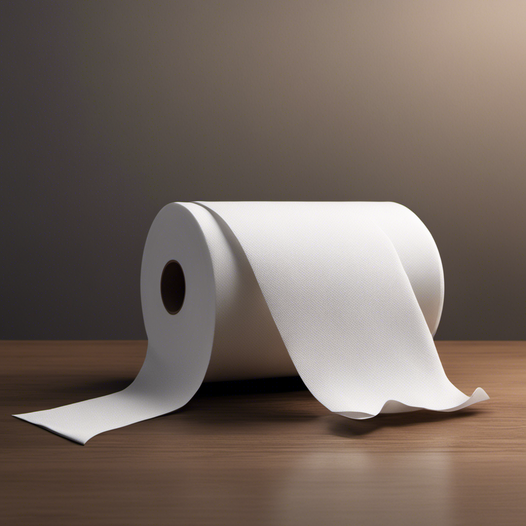An image depicting a bathroom with a toilet paper roll hanging over, showing the loose end draping over the front