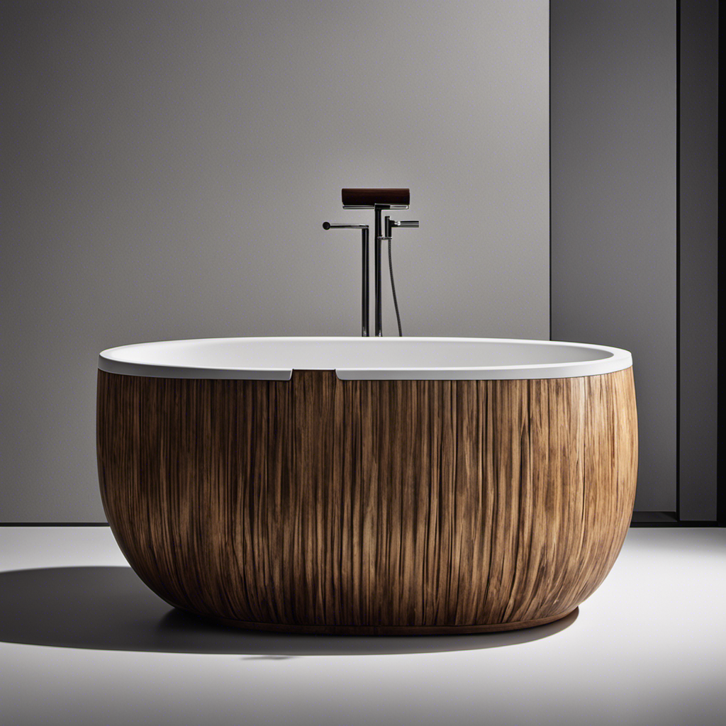 An image capturing the historical evolution of the bathtub, showcasing a series of distinct designs from ancient wooden barrels to opulent clawfoot tubs, finally culminating in the modern sleek and minimalist tubs of today