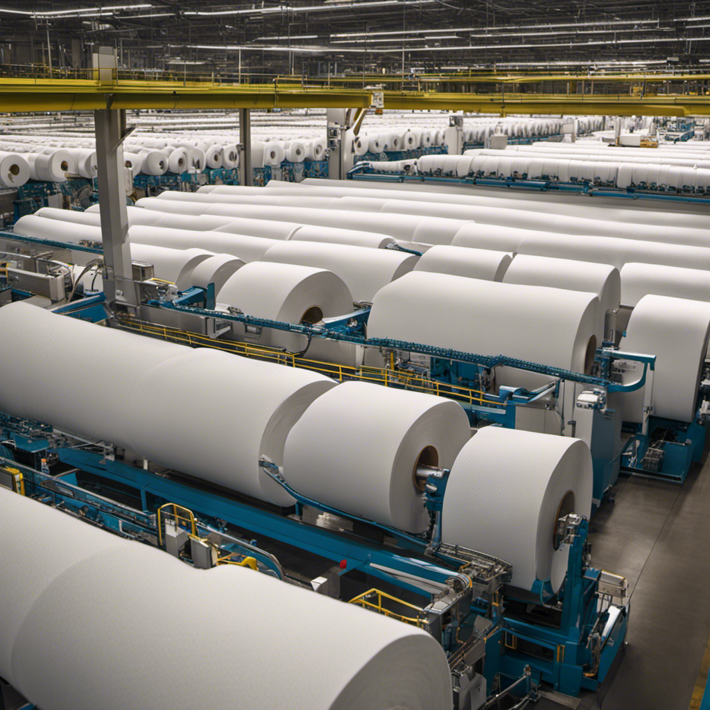 An image showcasing the manufacturing process of Angel Soft toilet paper
