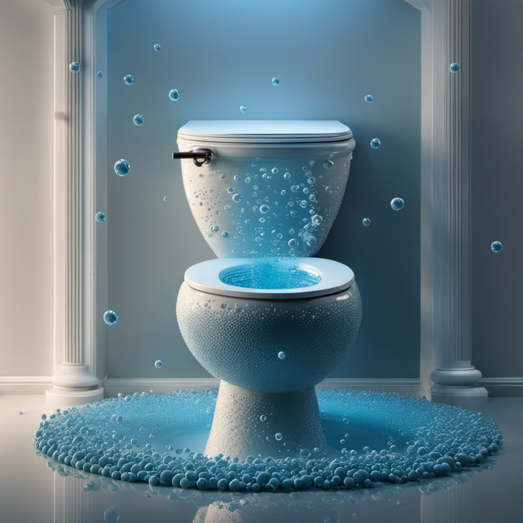 An image of a toilet with swirling water, showing bubbles rising from the bottom