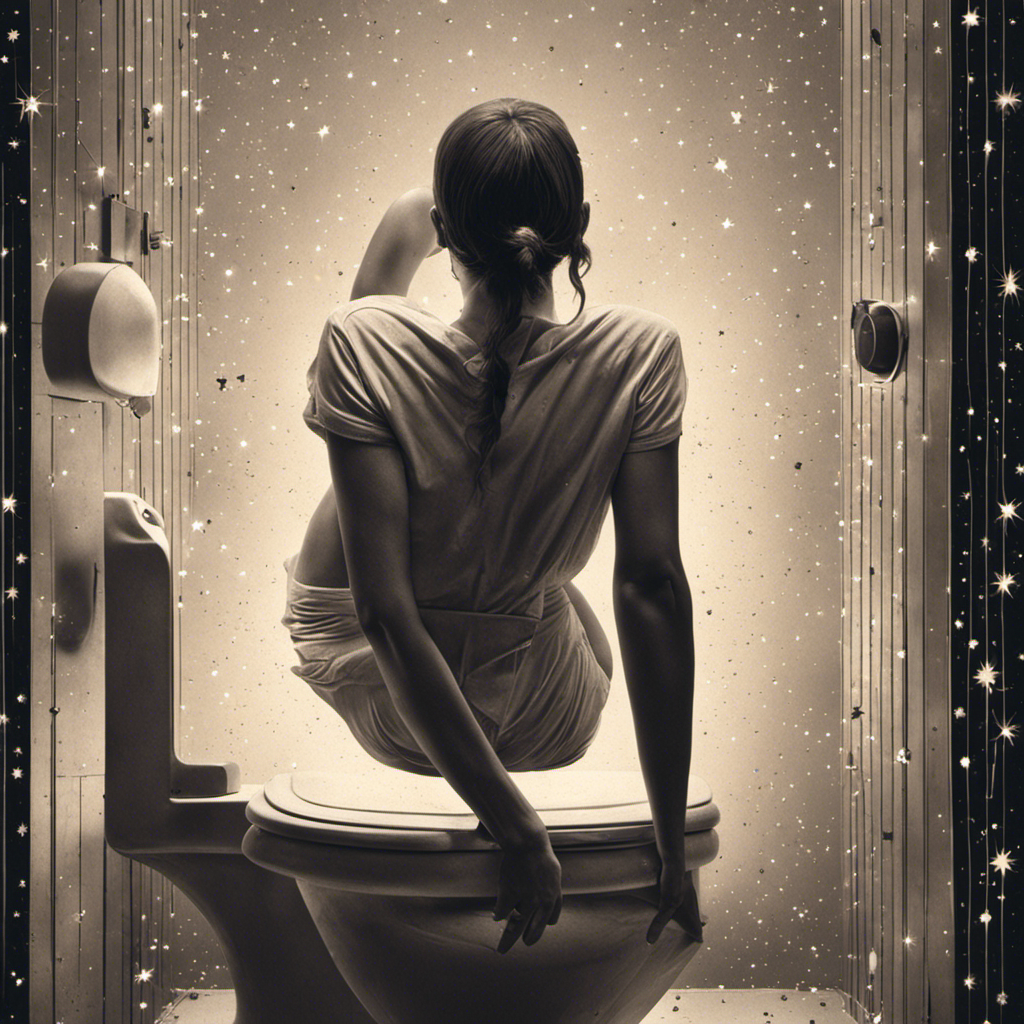 An image featuring a person sitting on a toilet with one leg crossed over the other, experiencing a sensation of pins and needles