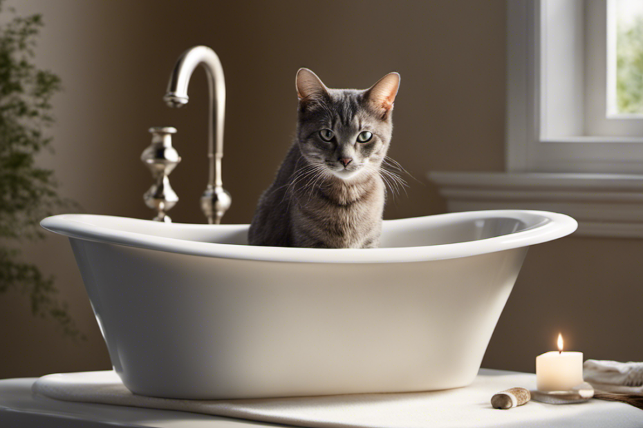 An image capturing the enigmatic allure of a cat's favorite spot: the bathtub