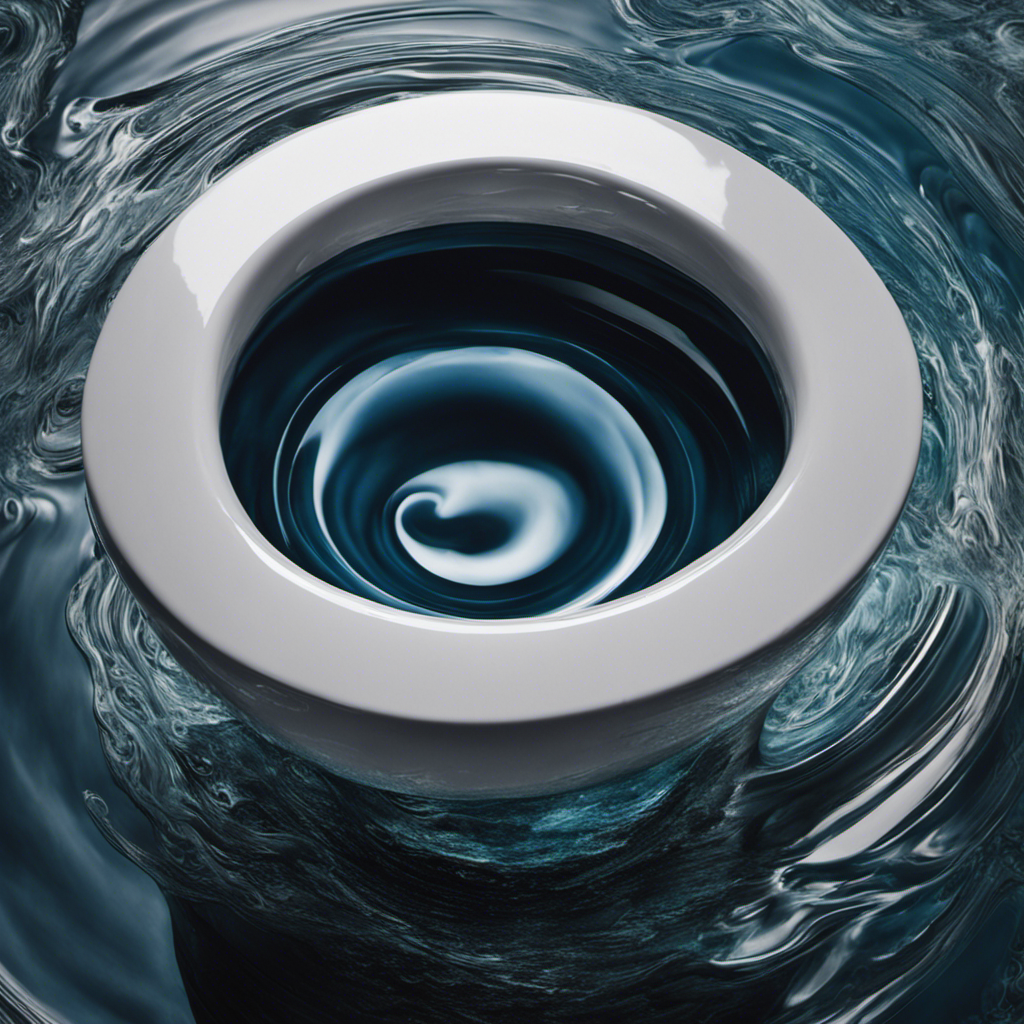 An image showcasing a toilet bowl with an unseen force, depicted through swirling water, gradually draining away, leaving only emptiness behind