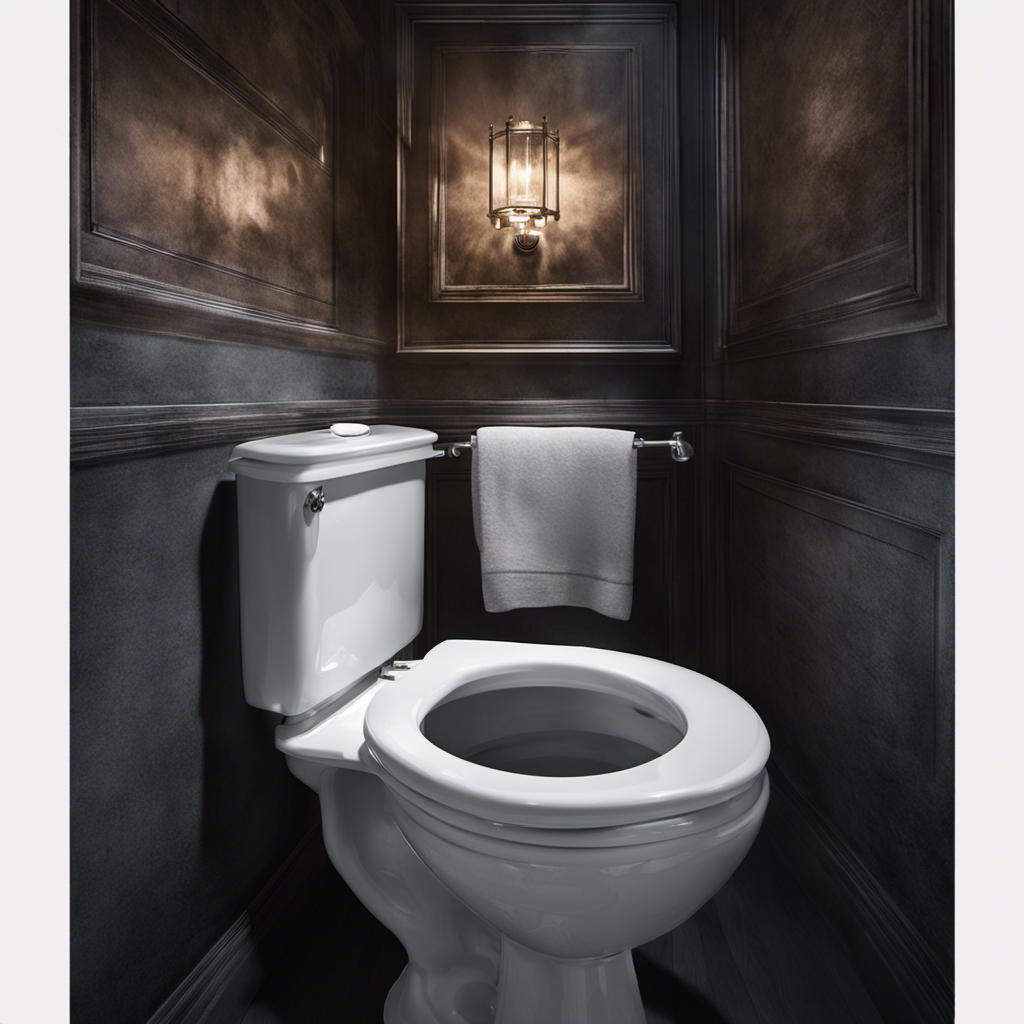 An image showing a dimly lit bathroom at night, with a closed toilet lid
