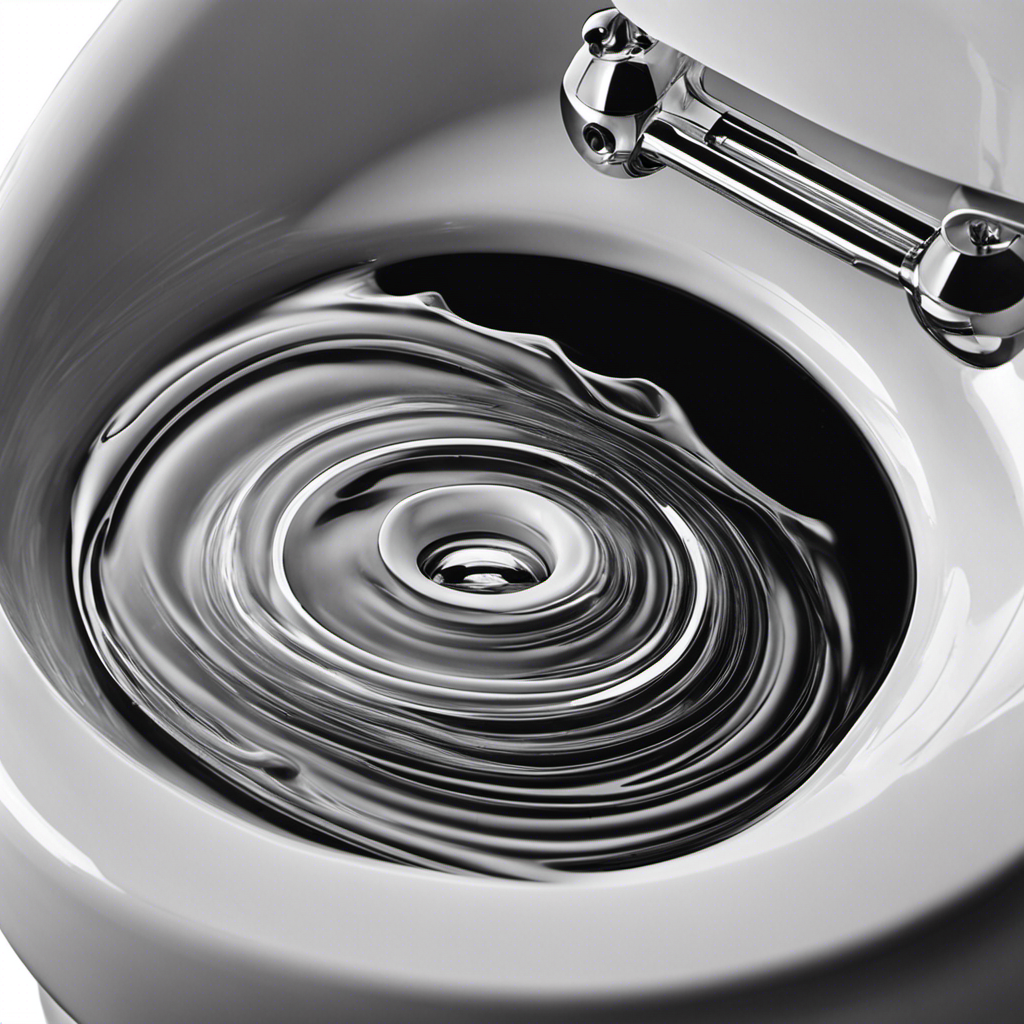 An image showcasing a close-up of a flushing toilet, capturing the swirling motion of water as it spirals downwards