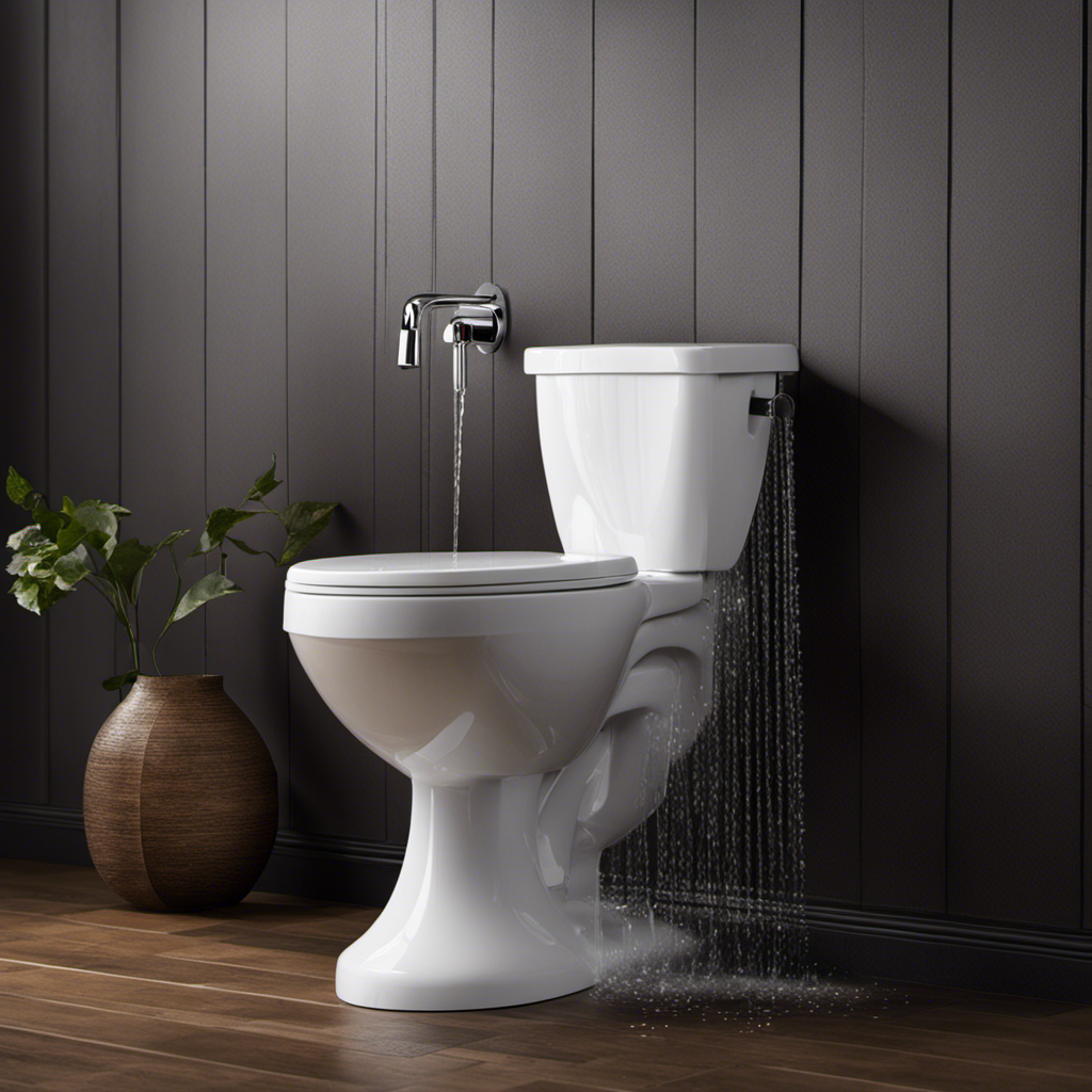 An image capturing a toilet with a faulty flapper valve, causing water to continuously escape into the bowl