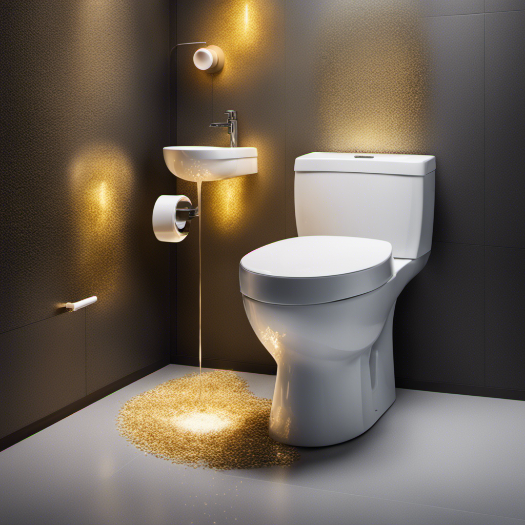 An image showcasing a sparkling clean toilet bowl, yet emitting a pungent aroma