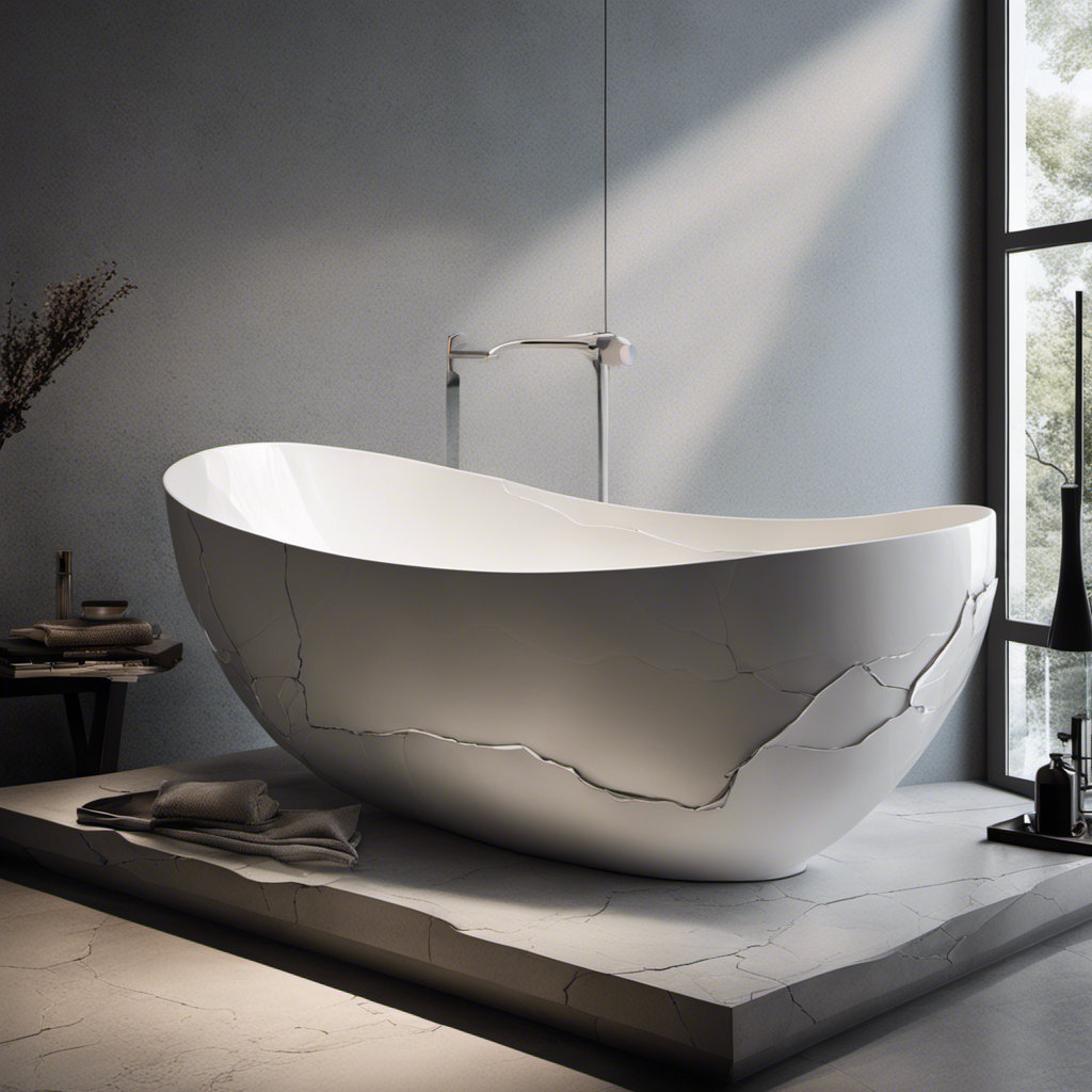 An image showcasing a bathtub with visible cracks spreading across its surface