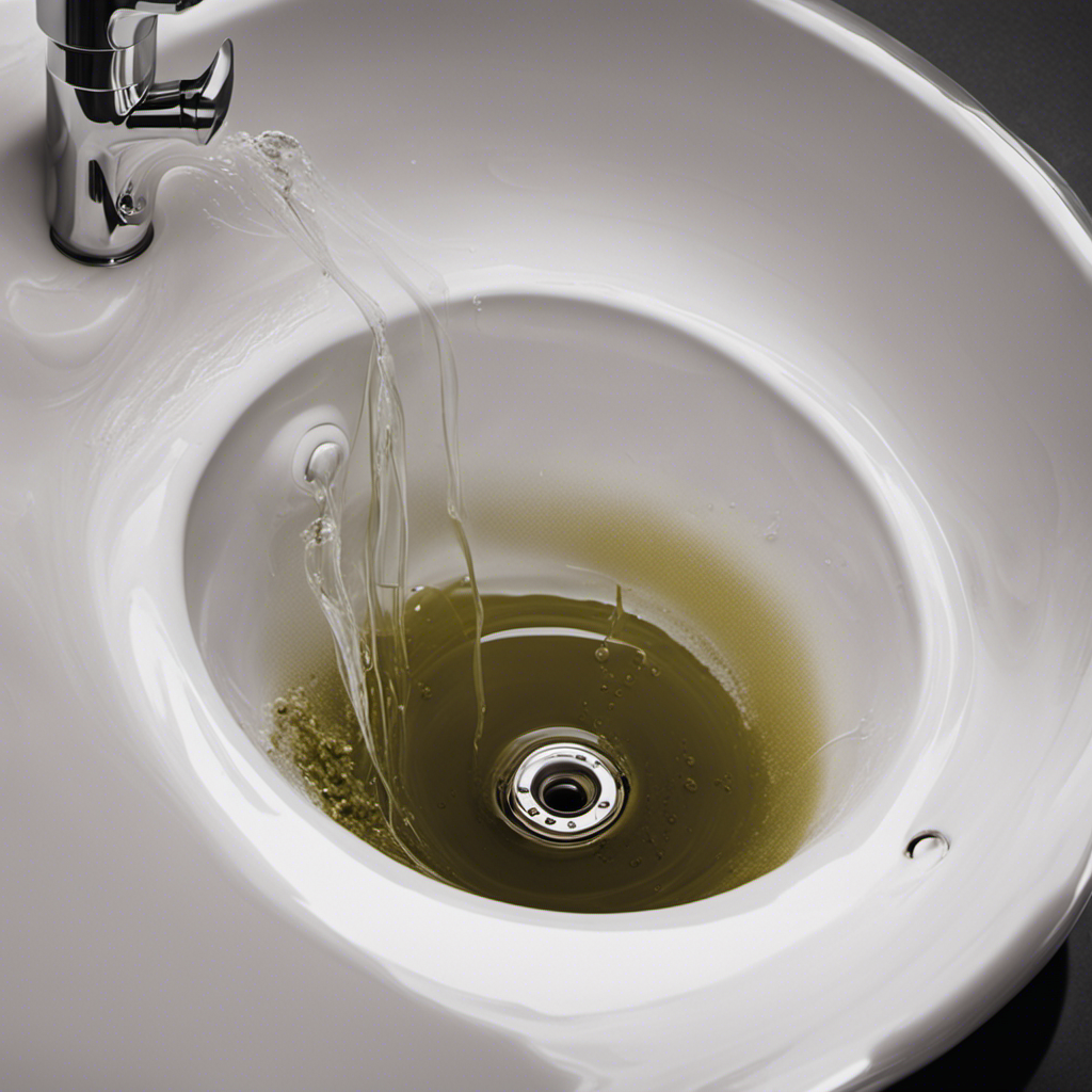 An image showcasing a close-up view of a clogged bathtub drain