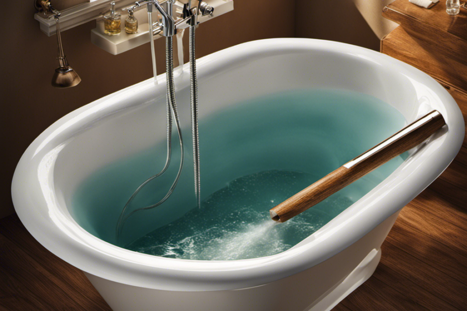 An image showcasing a clogged bathtub drain