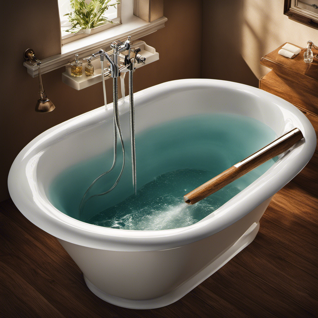 An image showcasing a clogged bathtub drain