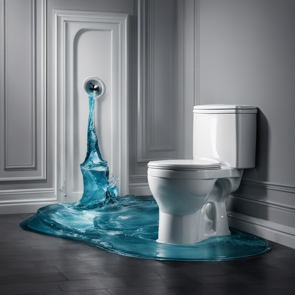 An image capturing a close-up of a toilet, with water continuously flowing into the overflow tube, causing it to overflow onto the floor