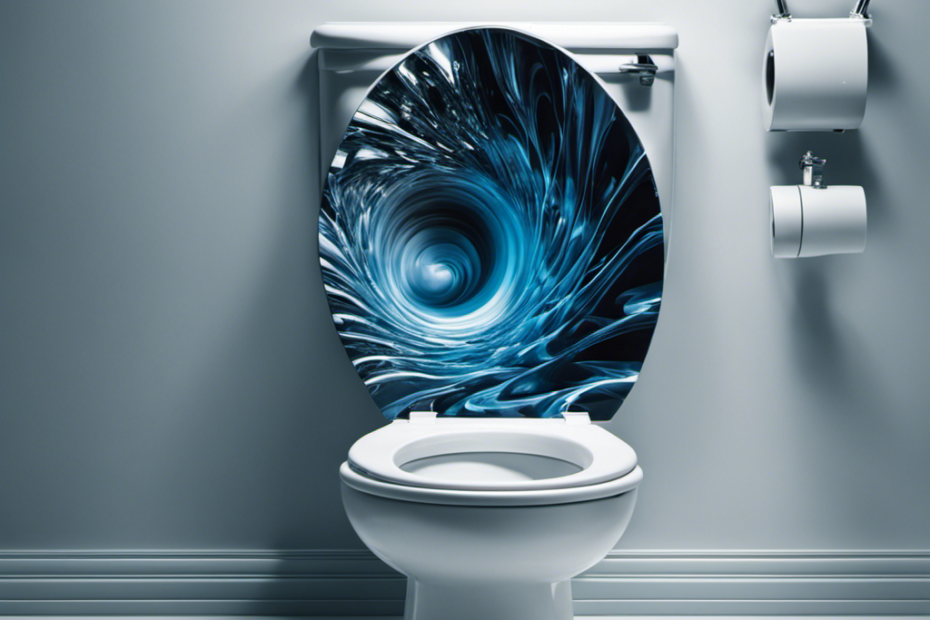 An image featuring a close-up of a toilet, with water ripples emanating from its base