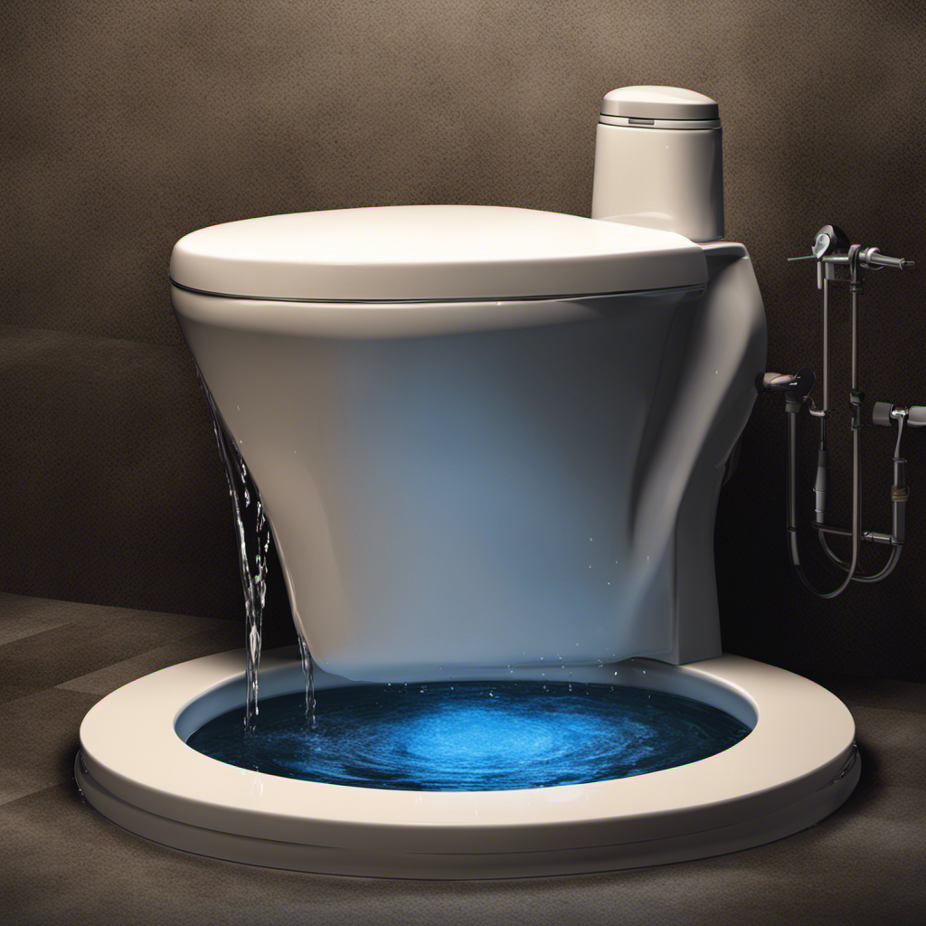 An image of a toilet with water continuously flowing out from the tank, forming a small puddle on the floor