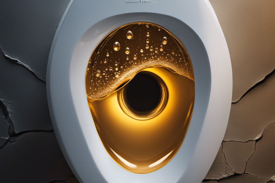 An image showcasing a close-up view of a toilet tank with water droplets forming at the base