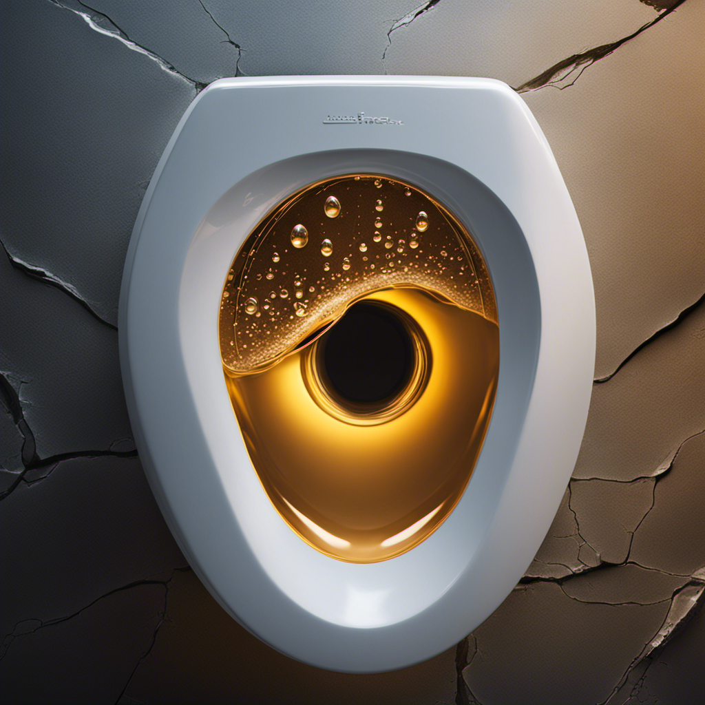 An image showcasing a close-up view of a toilet tank with water droplets forming at the base