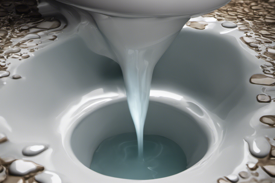 An image depicting a close-up view of a toilet leaking at its base