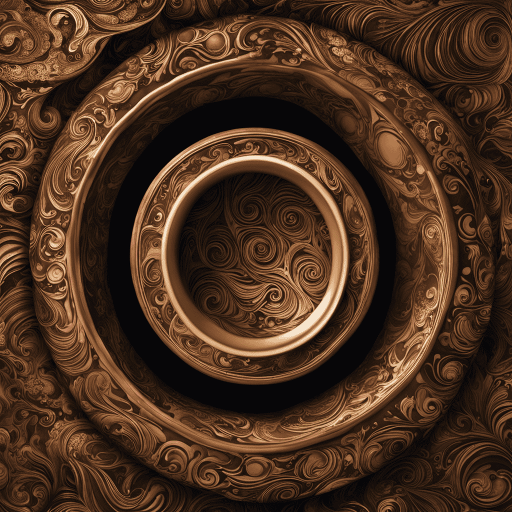 An image depicting a toilet bowl filled with murky brown water, showcasing the intricate swirling patterns as it engulfs the bowl