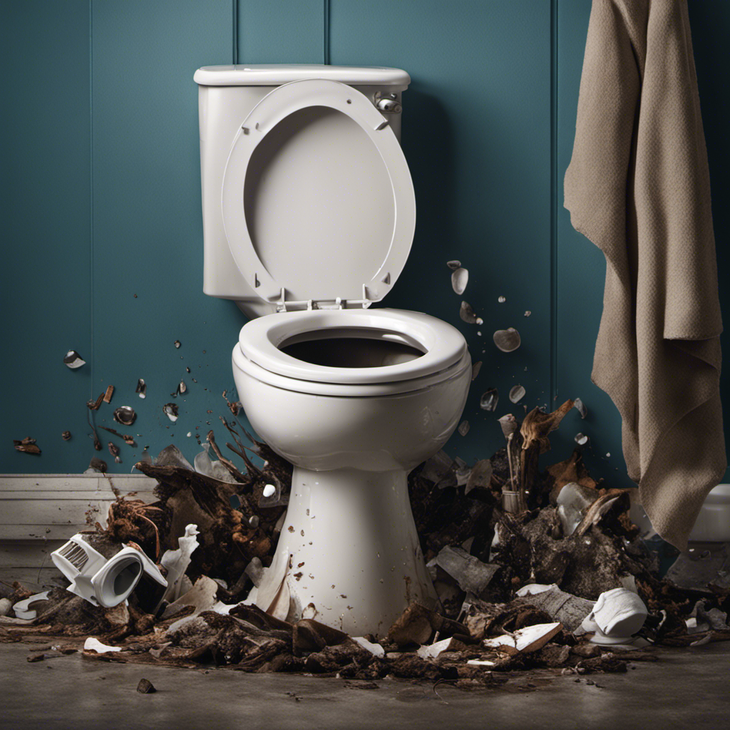 An image showcasing a frustrated person standing in front of a partially clogged toilet, with water backing up and visible debris, emphasizing the issue of a toilet not flushing properly