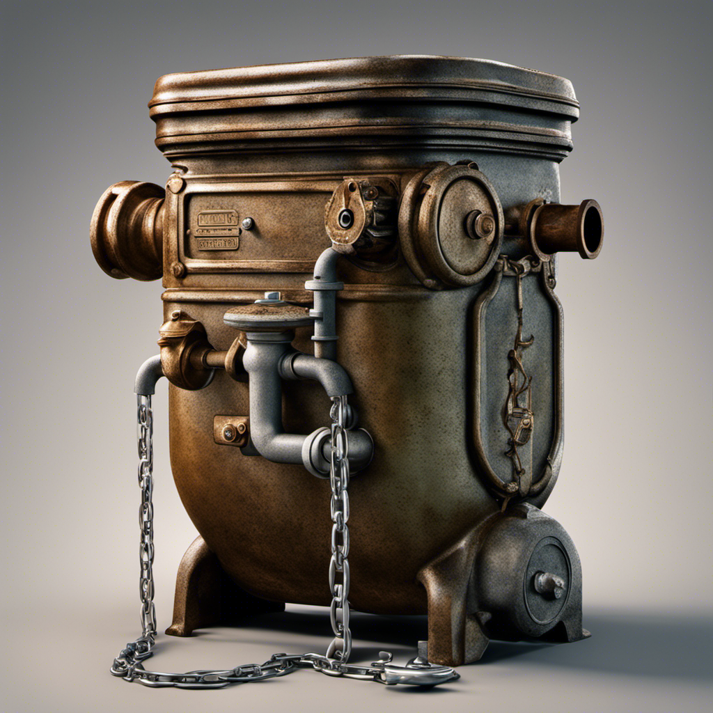 An image depicting a close-up view of a toilet tank with water overflowing, a worn-out flapper valve, and a loose chain tangled in the flush lever, visually explaining the reasons behind a perpetually running toilet