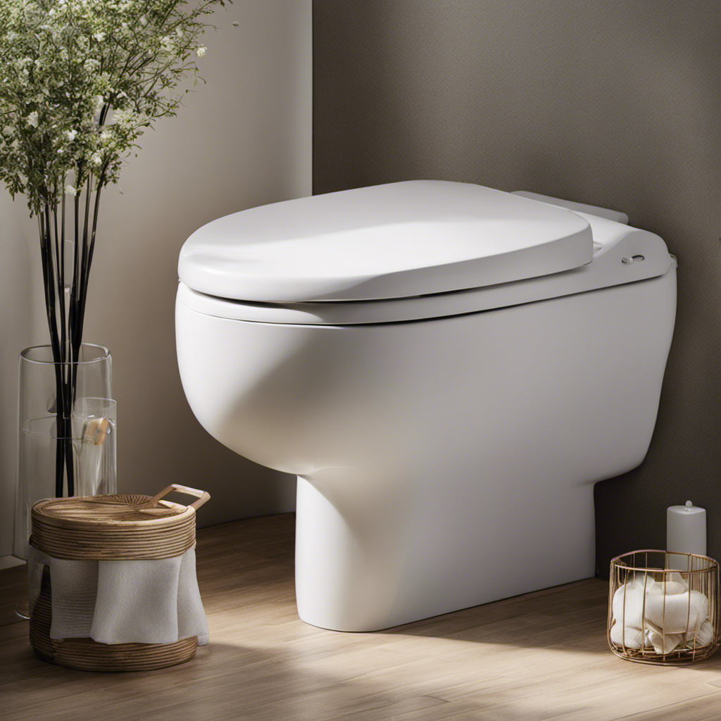 An image showcasing a bathroom scene with a neatly placed toilet roll, snugly tucked beneath the seat