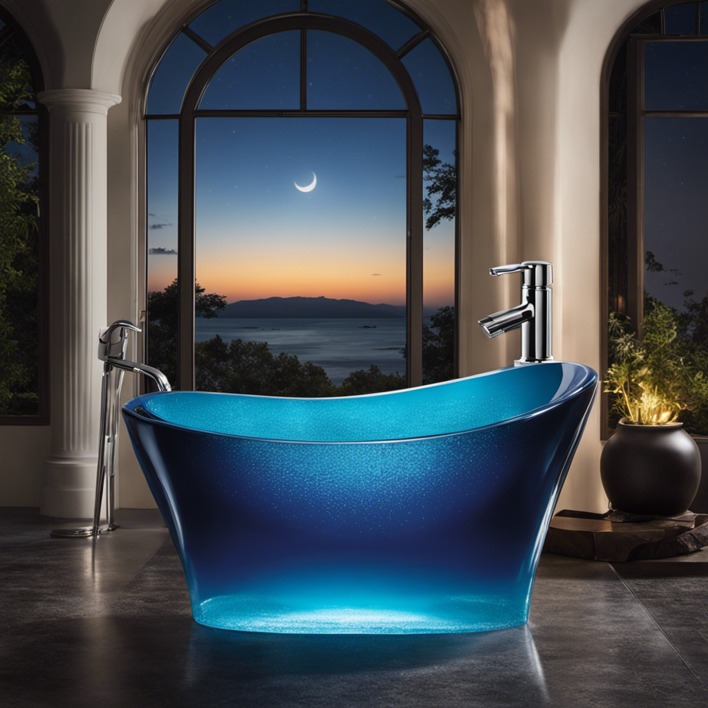 An image that showcases a sparkling clean toilet bowl filled with soothing blue water