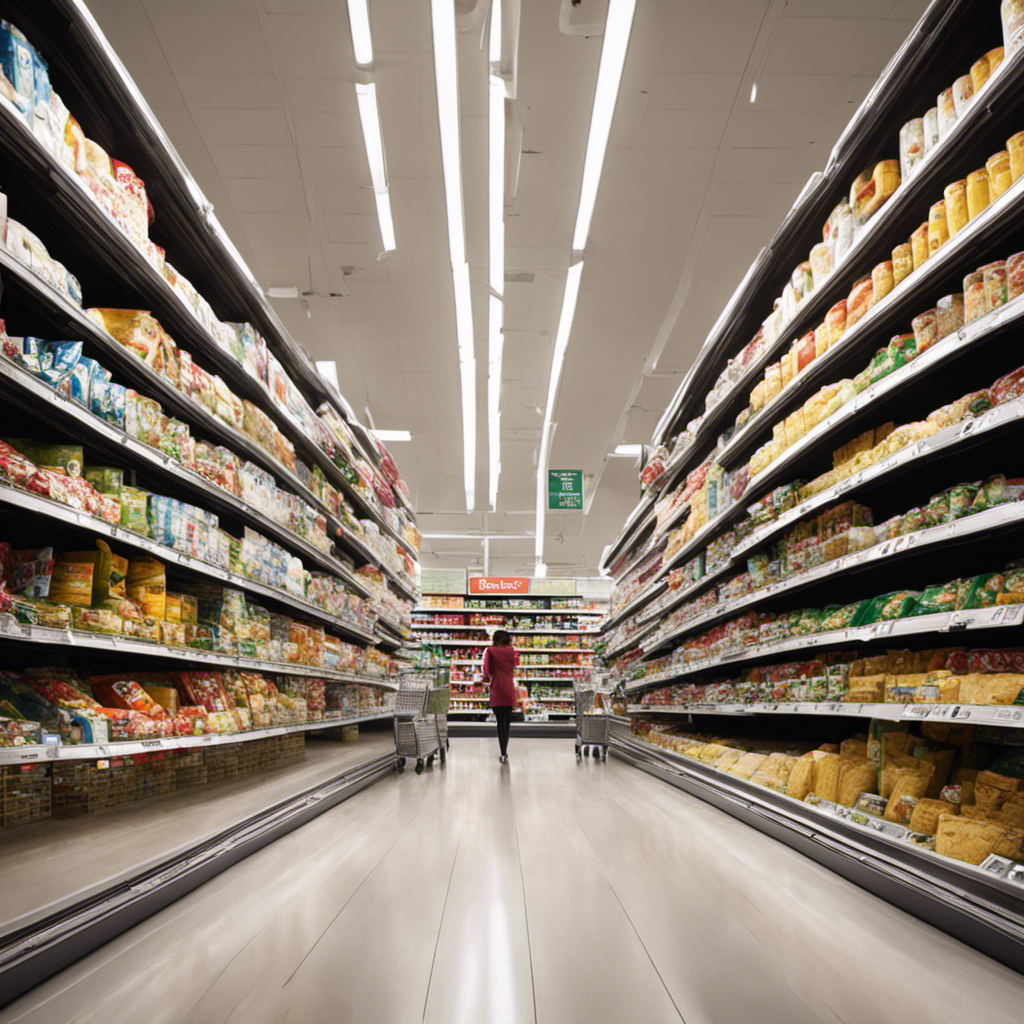 An image depicting a supermarket aisle filled with empty shelves where toilet paper used to be