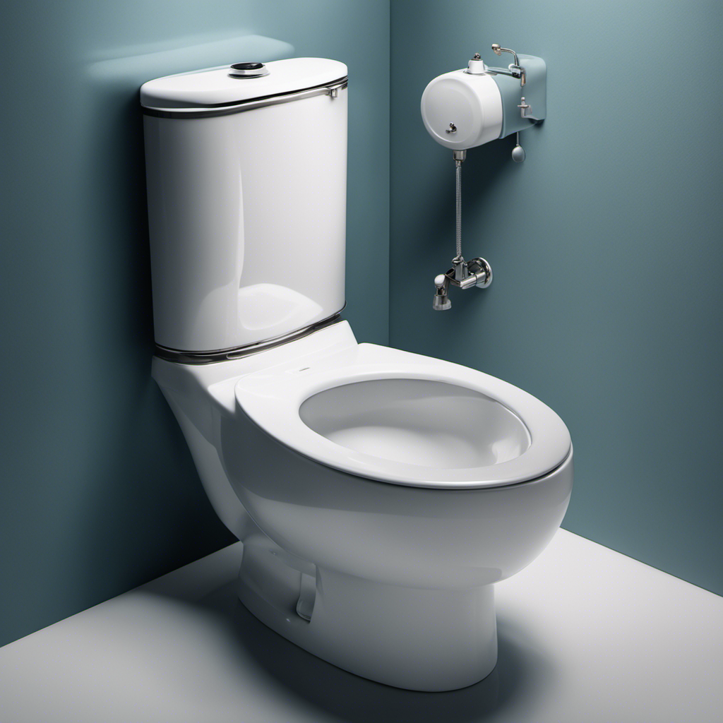An image showcasing a close-up view of a toilet tank with the water supply valve visibly closed, causing the toilet bowl to remain empty