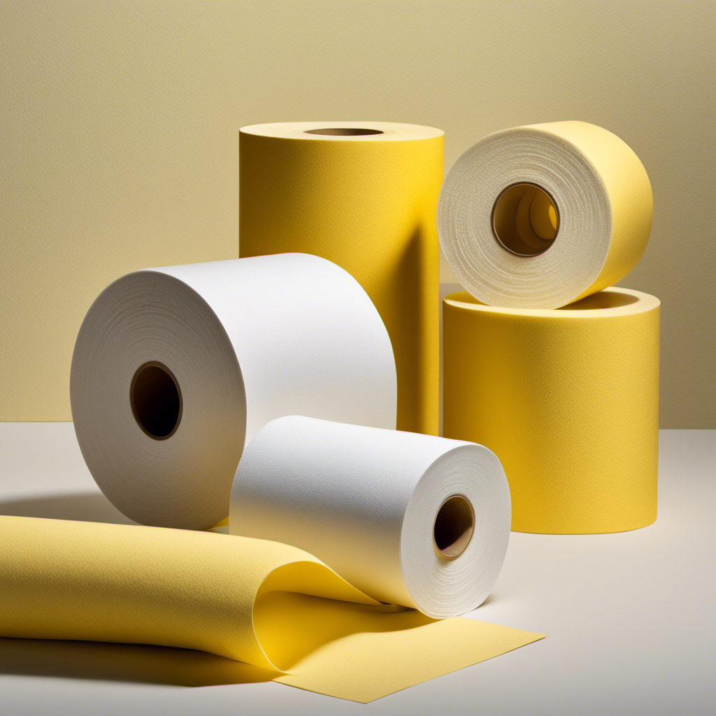An image showcasing a pristine white toilet paper sheet against a contrasting background, capturing the subtle hues of a faint yellow tint upon closer inspection, conveying the topic of "Yellow on Toilet Paper When I Wipe After Peeing