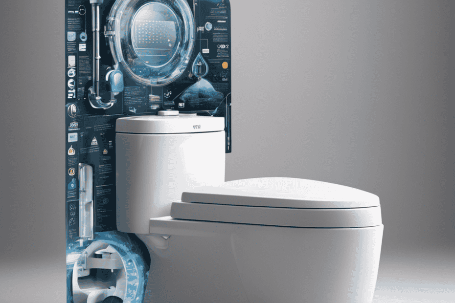 An image showcasing a water-efficient toilet surrounded by icons representing key factors that impact its lifespan, such as water quality, maintenance, usage frequency, manufacturing quality, and proper installation