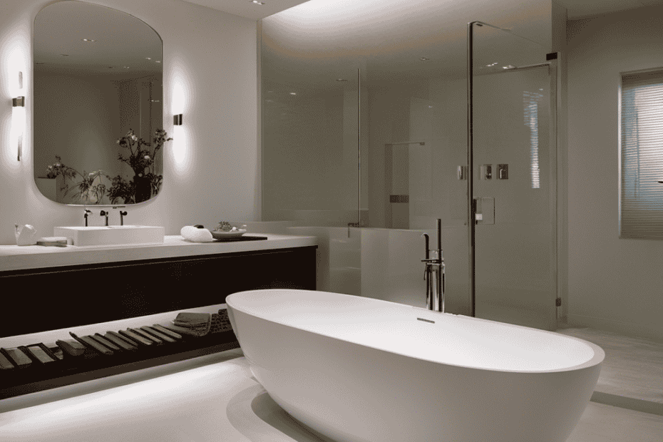 An image showcasing a freshly reglazed bathtub emitting a faint vapor, surrounded by a serene bathroom environment