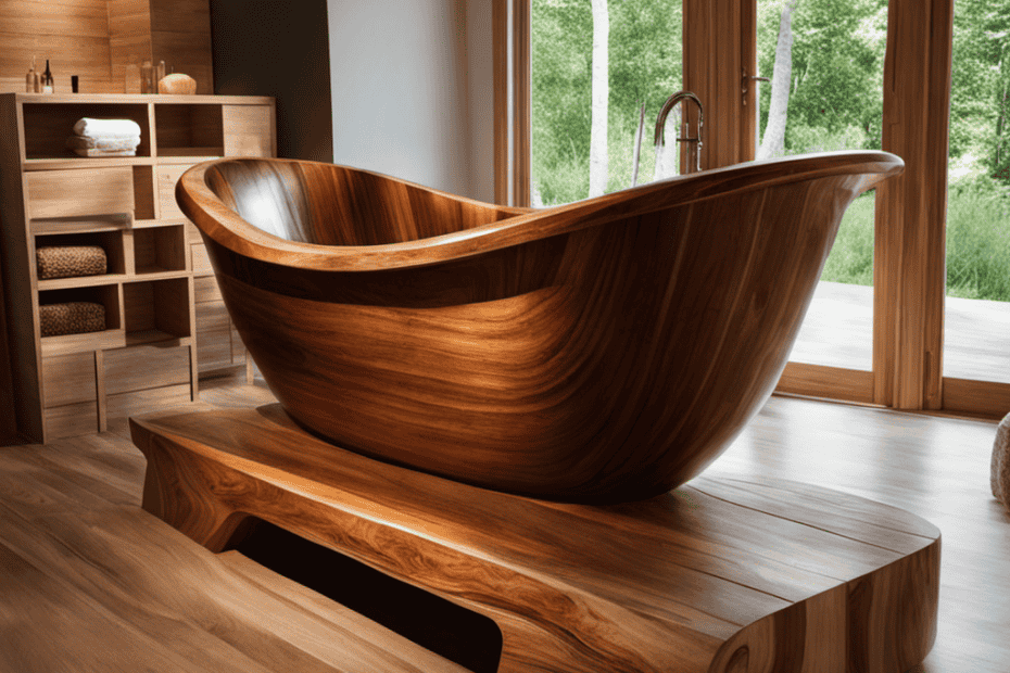 An image capturing the step-by-step process of constructing a luxurious wooden bathtub